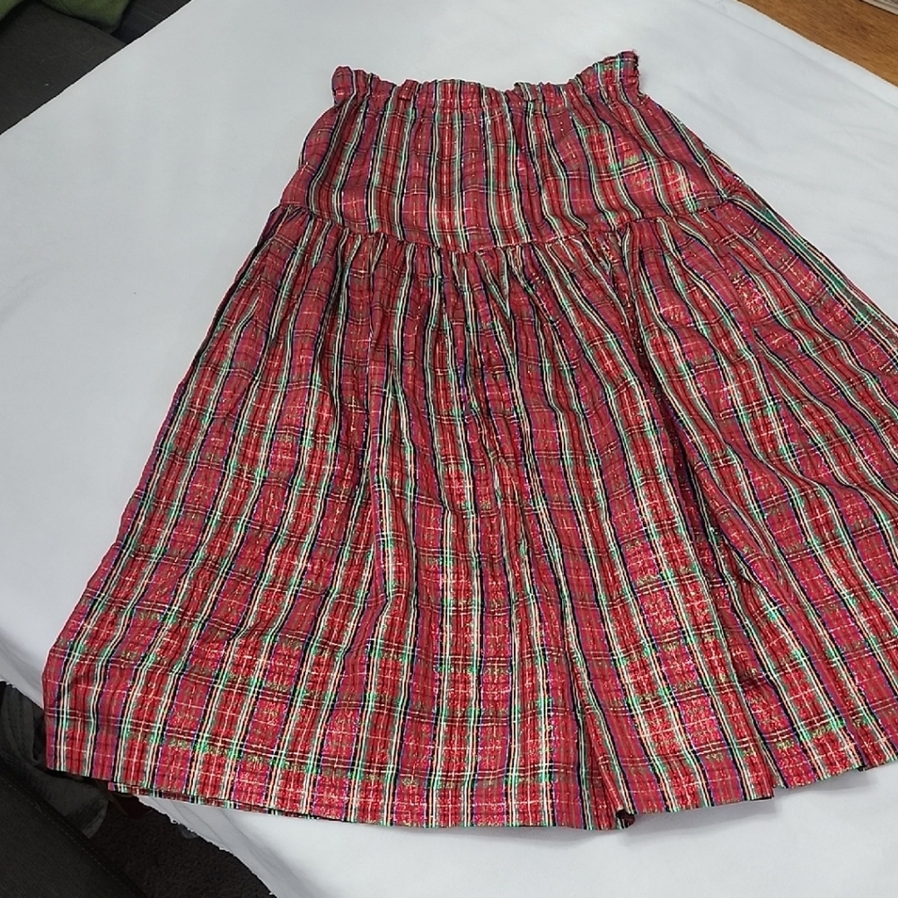 Vintage Red Plaid A-Line Skirt